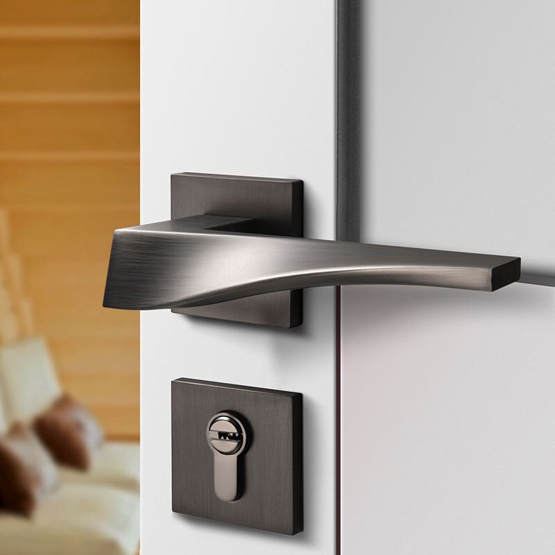 Office Luxury Silver Satin Black Nickel Door Handles Z104133 2 Office Luxury Silver Satin Black Nickel Door Handles Z104133 - وێنە 2