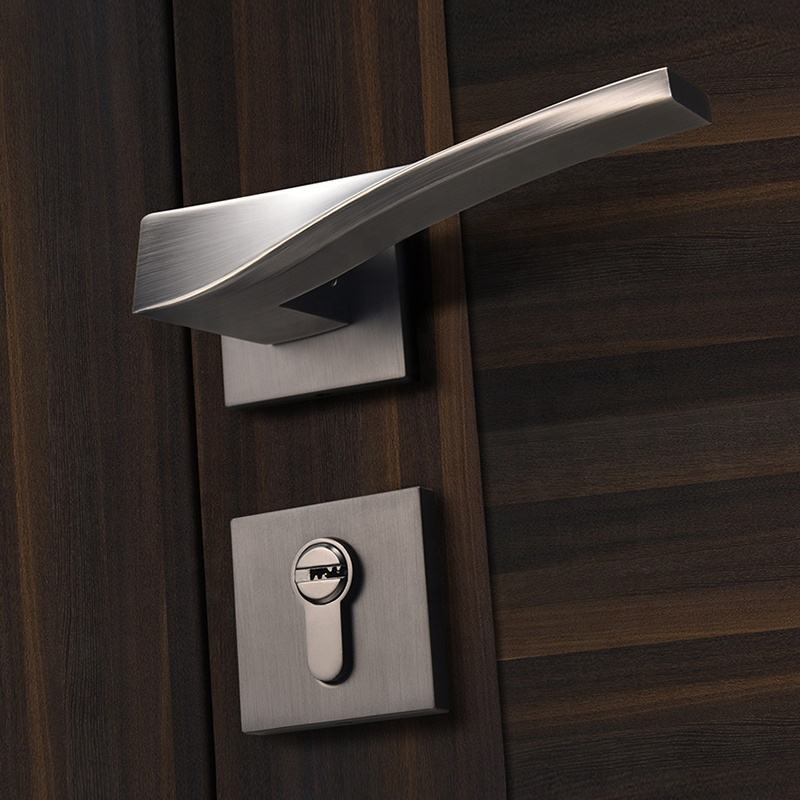 Office Luxury Silver Satin Black Nickel Door Handles Z104133 4 Office Luxury Silver Satin Black Nickel Door Handles Z104133 - وێنە 4