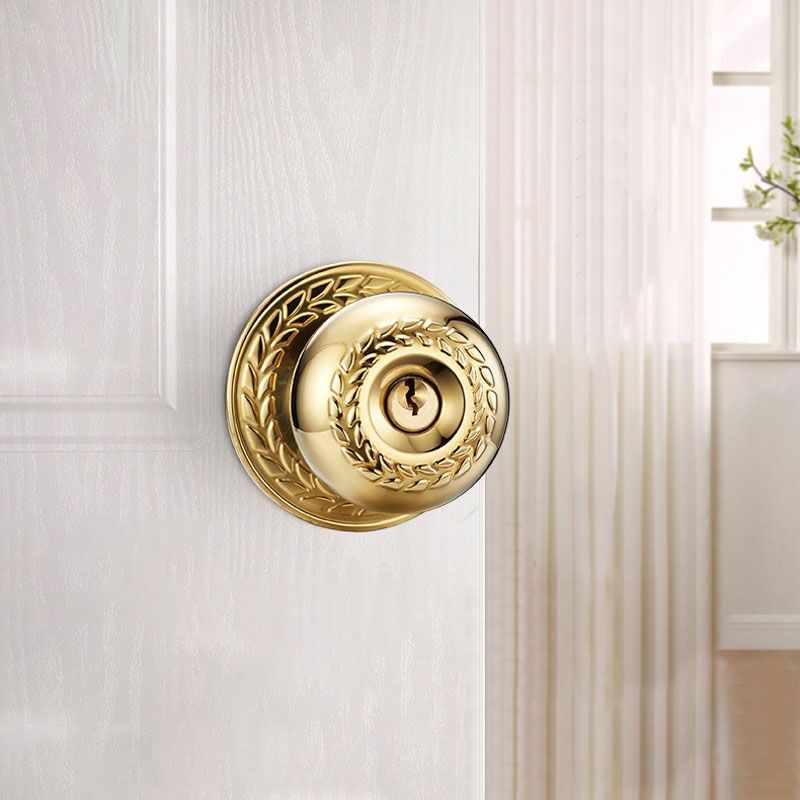 Single Cylinder Flower Gold Entry Door Knob L2046 1 Gold Entry Door Knob