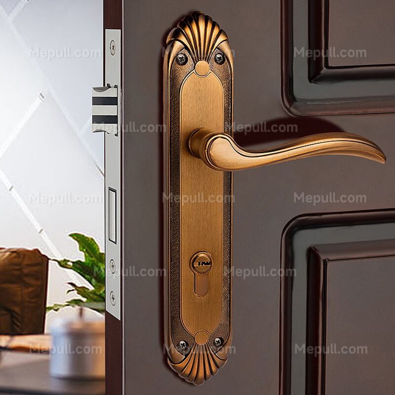 Jusheng Decorative Etched Aluminum Door Lever Handle in Gold Finish 8570-9171 2 Jusheng Decorative Etched Aluminum Door Lever Handle in Gold Finish 8570-9171 - وێنە 2