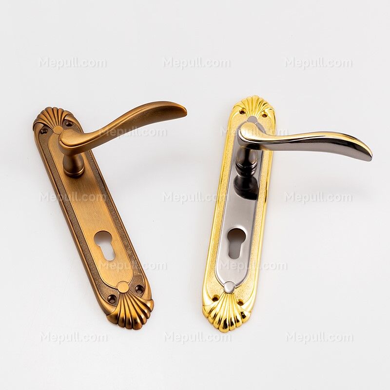 Jusheng Decorative Etched Aluminum Door Lever Handle in Gold Finish 8570-9171 4 Jusheng Decorative Etched Aluminum Door Lever Handle in Gold Finish 8570-9171 - وێنە 4