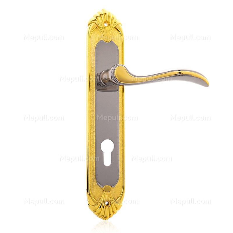Jusheng Decorative Etched Aluminum Door Lever Handle in Gold Finish 8570-9171